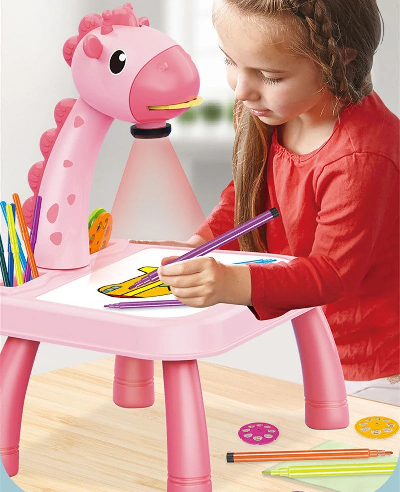 Kids LED Projector Drawing Table Toys Light Projection Painting Board Educational Learning Paint Desk Children Christmas Gift