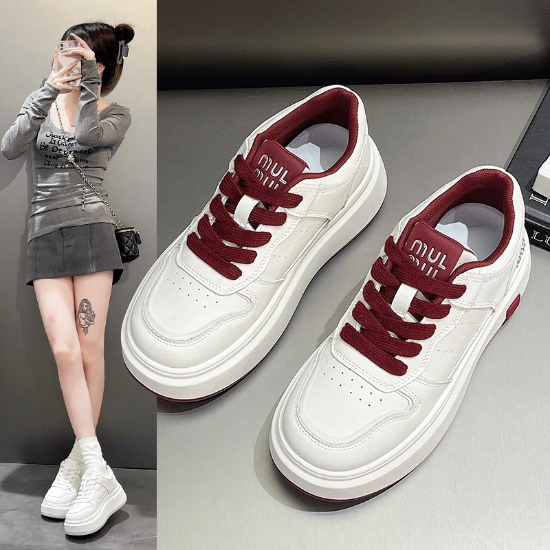 

2025 Spring Womens Sneakers Fashion Concise Small White Shoes Height Increasing Casual Sneakers Women Comfortable Board Shoes