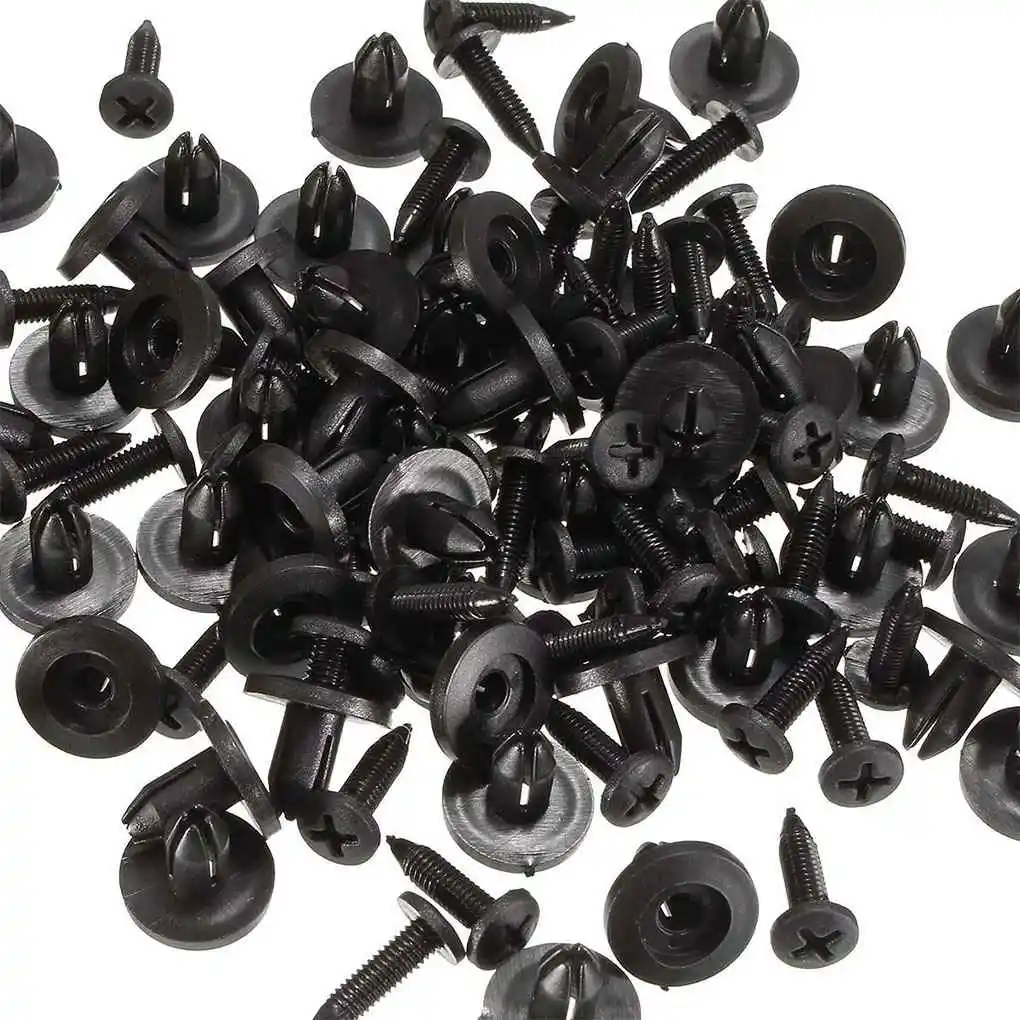 

50/100/150pcs 6mm Plastic Rivets Fasteners Screw Car Bumper Fender Universal Black Rivet Car Fastener Clips for Toyota Focus