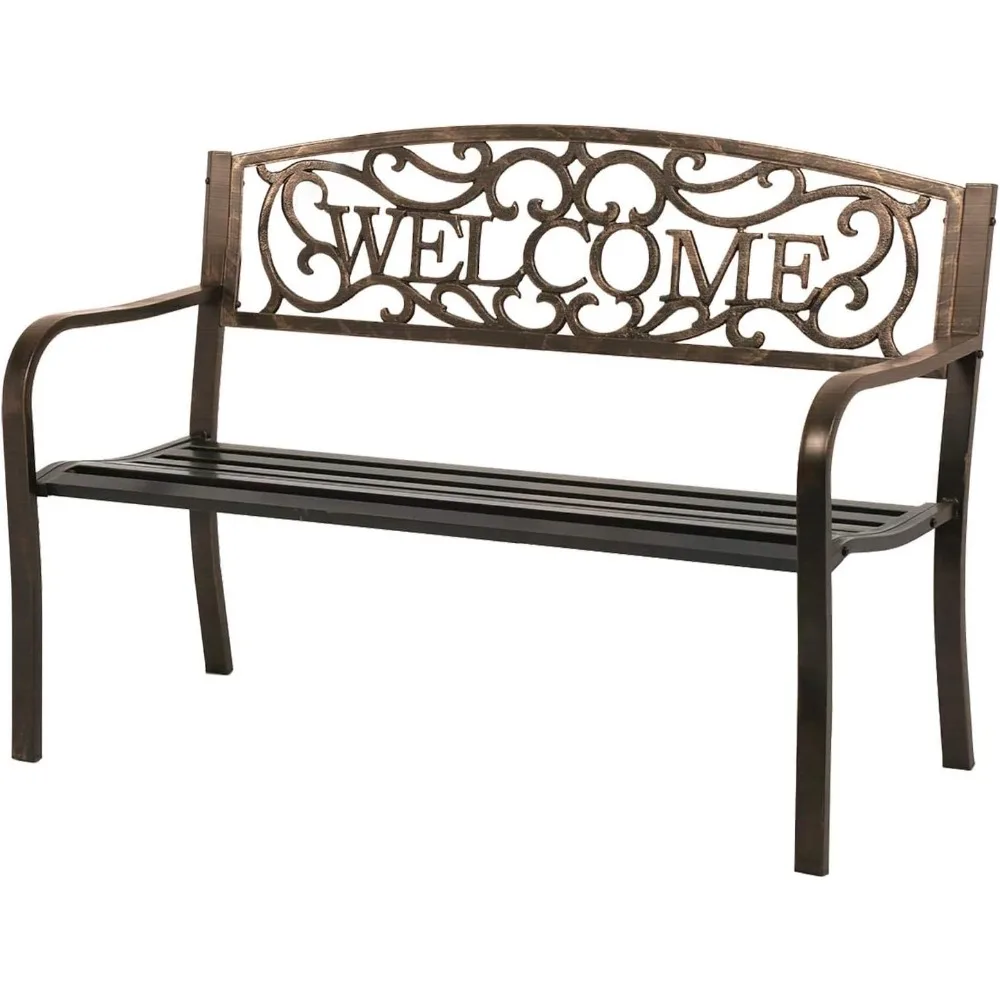 

Garden Bench Park Yard Outdoor Furniture Steel Frame Porch Chair