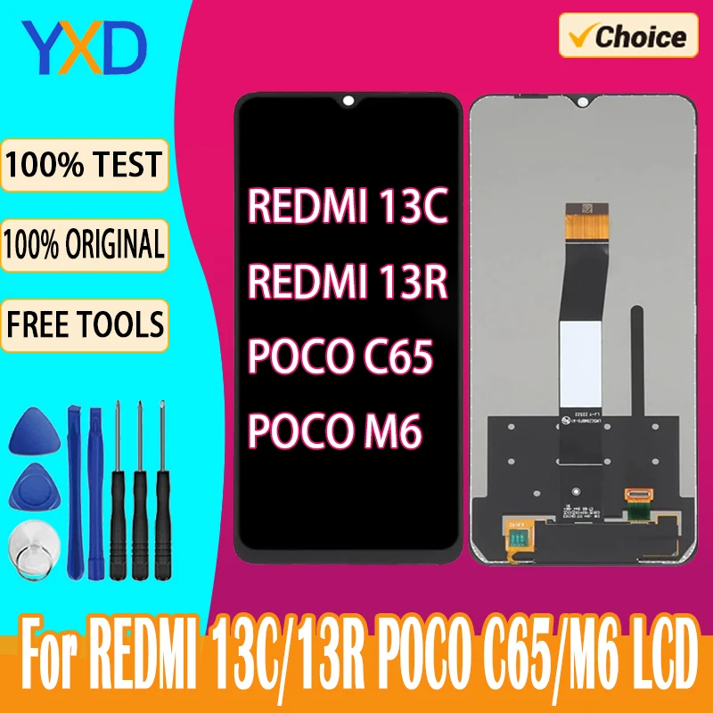 LCD For Xiaomi Redmi 13C POCO C65 Display Touch Screen Digitizer For Redmi 13R POCO M6 Display 23053RN02A LCD Replacement Parts