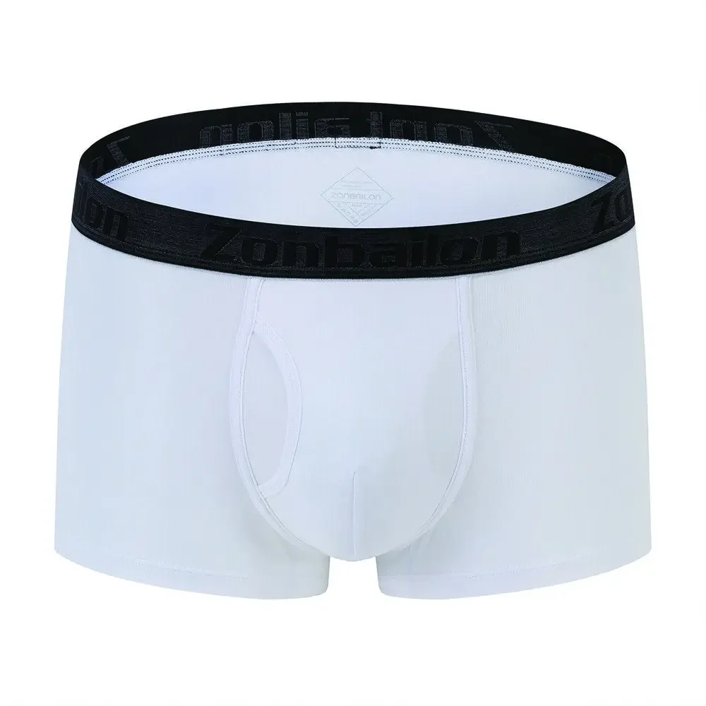 Jinshi Mens Bamboo Trunks Short Boxer Briefs Open Fly Big Pouch Comfortable Breath Soft Underwear