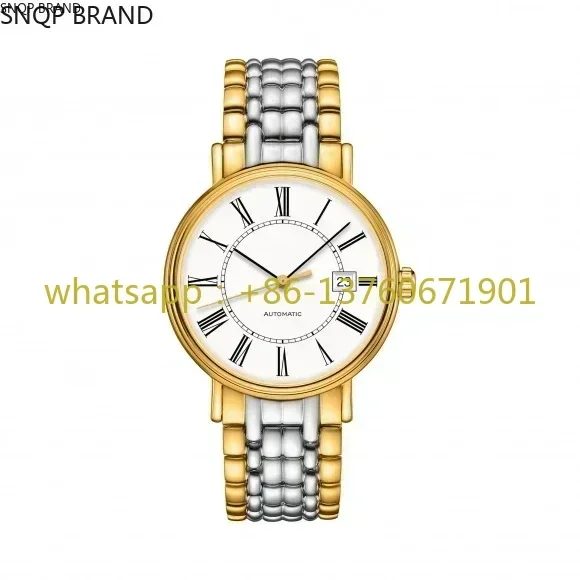 Luxury New Rose Beauty Mens Gold Automatic Mechanical Gold White Relogio Masculino