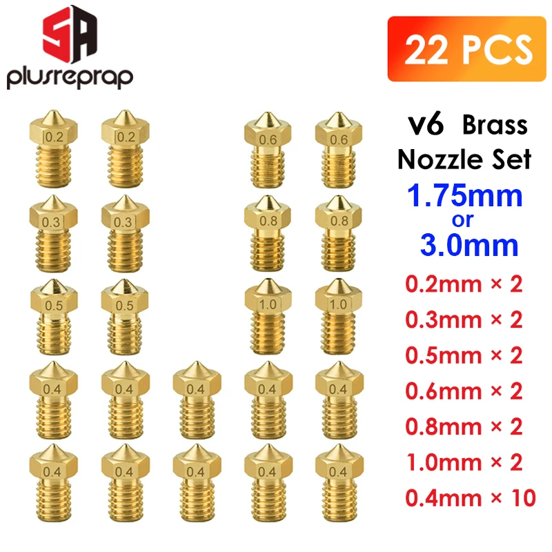 22 قطعة/الوحدة V6 النحاس فوهة ل E3DV6 Anycubic i3 ميجا S X تشيرون كوبرا Flybear HotEnd 0.4 مللي متر J-رئيس الطارد ملحقات الطابعة