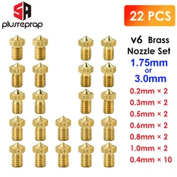 22PCS/lot V6 Brass Nozzle for E3DV6 Anycubic i3 Mega S X Chiron Kobra Flybear HotEnd 0.4MM  J-Head Extruder Printer Accessorie