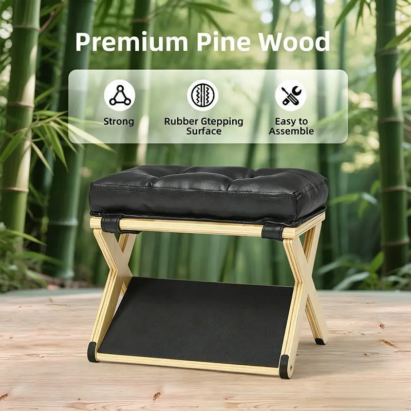 Stools & Ottomans Living Room Furniture Office Wooden Footrest Lunch Break Low Seat Under‑Table Solid Wood Foot Support Pad