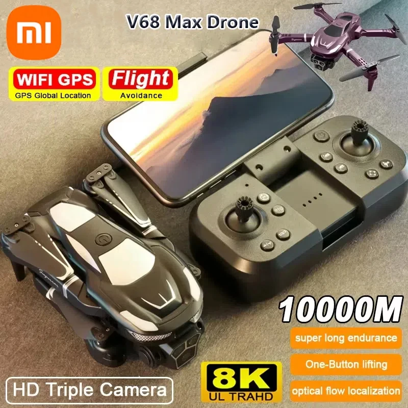 

Xiaomi V68 Drone 8K Professional 3-Camera GPS Obstacle Avoidance Aerial Photography Optical Flow Foldable Quadcopter Toys