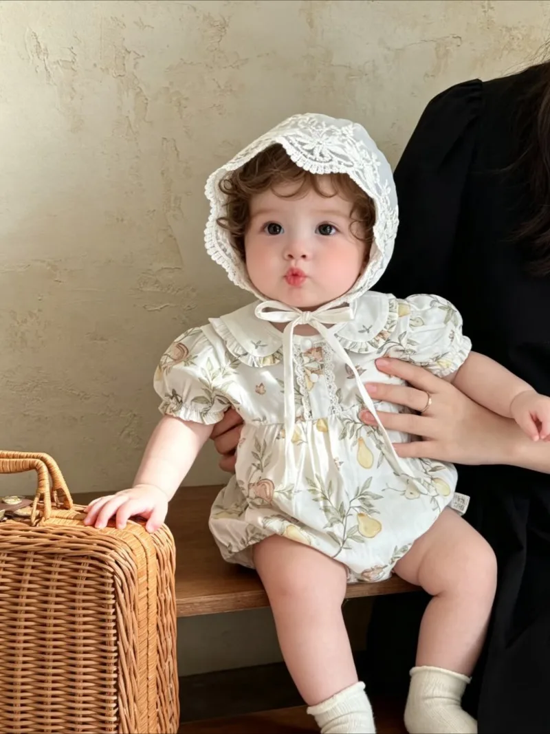 Baby's Pure Cotton Class A Summer Thin Triangle Harper for Girls Baby's Fresh Ultra-thin Sweat Material Front Placket Wrap Fart