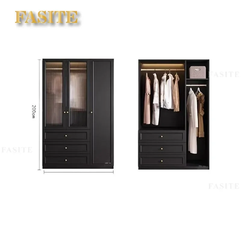 for Medieval Wardrobe Black Cabinet Household Bedroom Small Apartment Modern Simple Side Cabinet Top Cabinet American Style