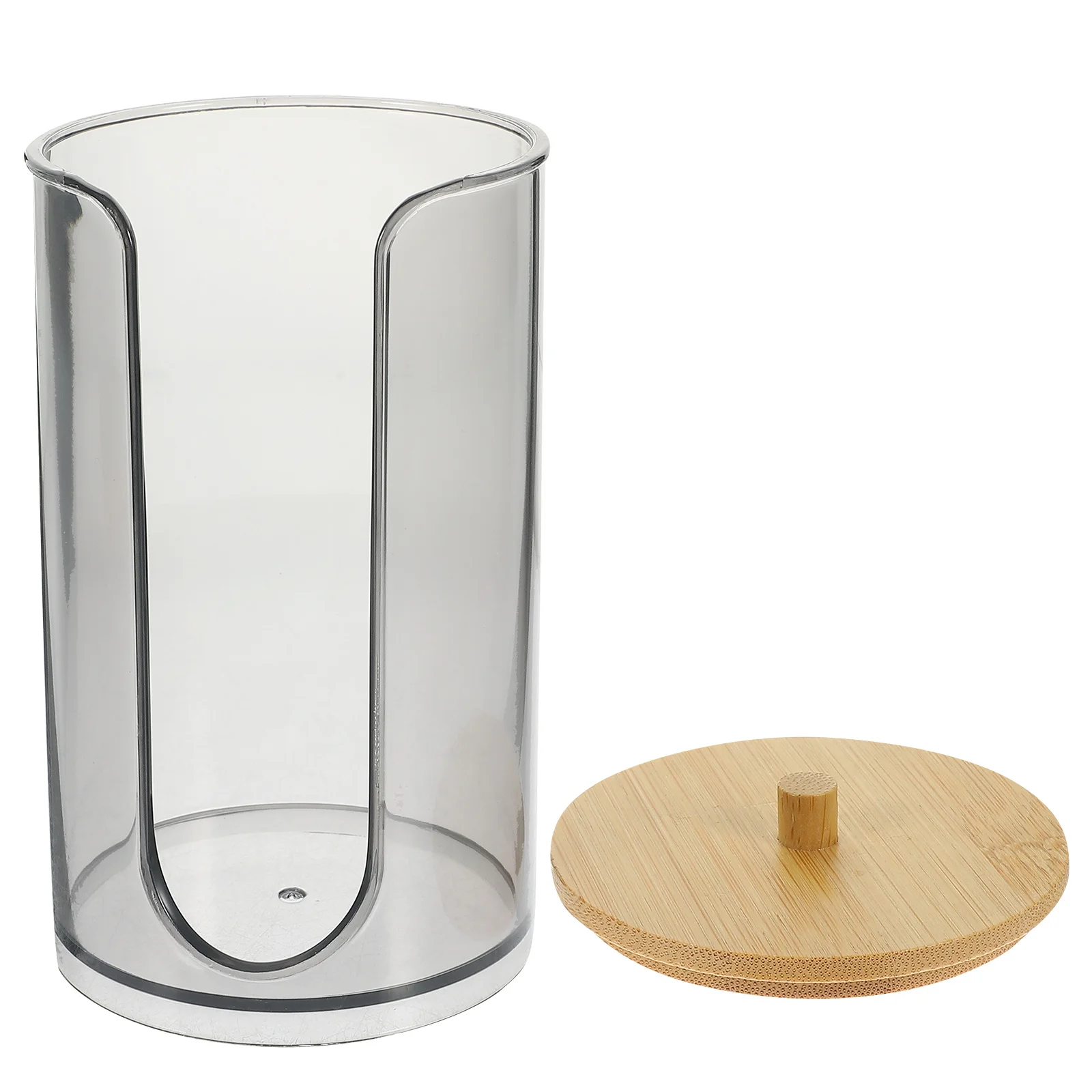 

Bathroom Cup Dispenser Bamboo Lid Paper Cup Cotton Pad Holder Easy Refill Home Hotel Use Cotton Round Holder