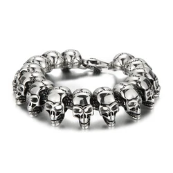 Ancient Demon Bone Ghost Head Bracelet Men Stainless Steel Fashion Skull Chain Bangle