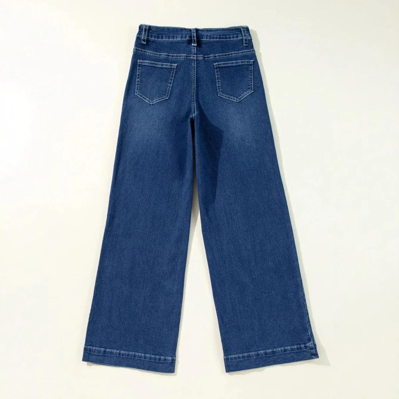 Women's Dark Blue Vintage Jeans High Waisted Wide Leg Straight Leg Pants Fashion Slim Fit Casual Floor Length Pants