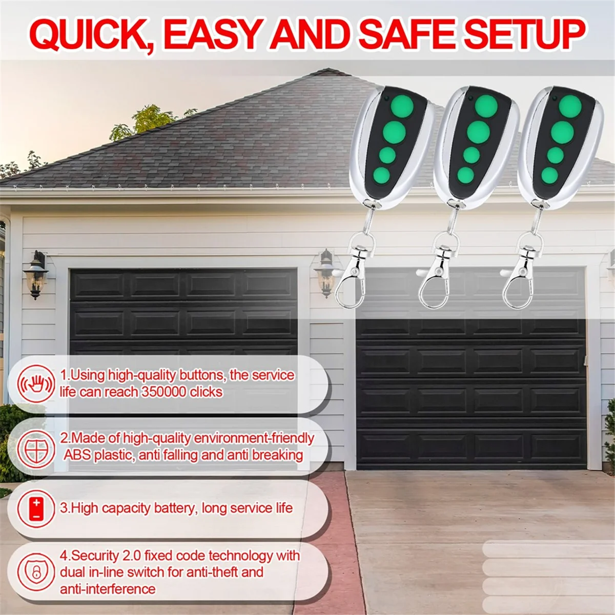 A17Z 4 Pcs Garage Door Remote Control for TOPENS M12 Garage Door Remote Transmitter for Automatic Swing Sliding Door Opener