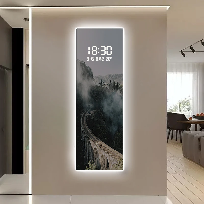 ساعة رقمية، لوحة تزيين غرفة المعيشة، لوحة المناظر الطبيعية، ساعة الممر، لوحة جدارية مضيئة LED