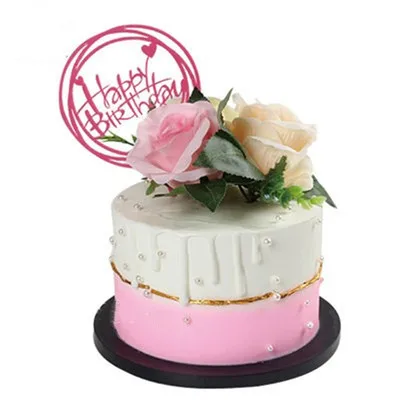 Cake model Flower pearl Pink simulation Birthday Plastic Window Show Shooting props Wedding decoration