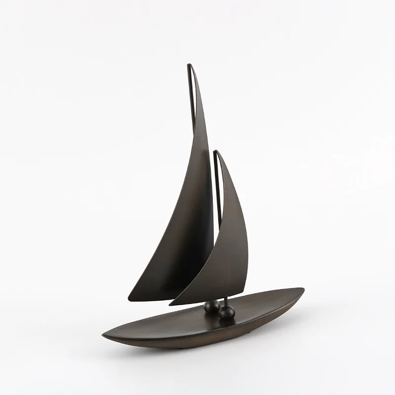 Modern Abstract Sailboat Model Minimalist Boat Ornament Home Decor for Office Desk Study Room Living Room Shelf Decoration