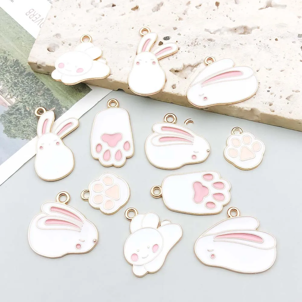 12 قطعة/الوحدة لطيف الكرتون الأرنب سحر سبائك الحيوان المعلقات ل سوار ذاتي الصنع قلادة أقراط مجوهرات صنع الملحقات #4