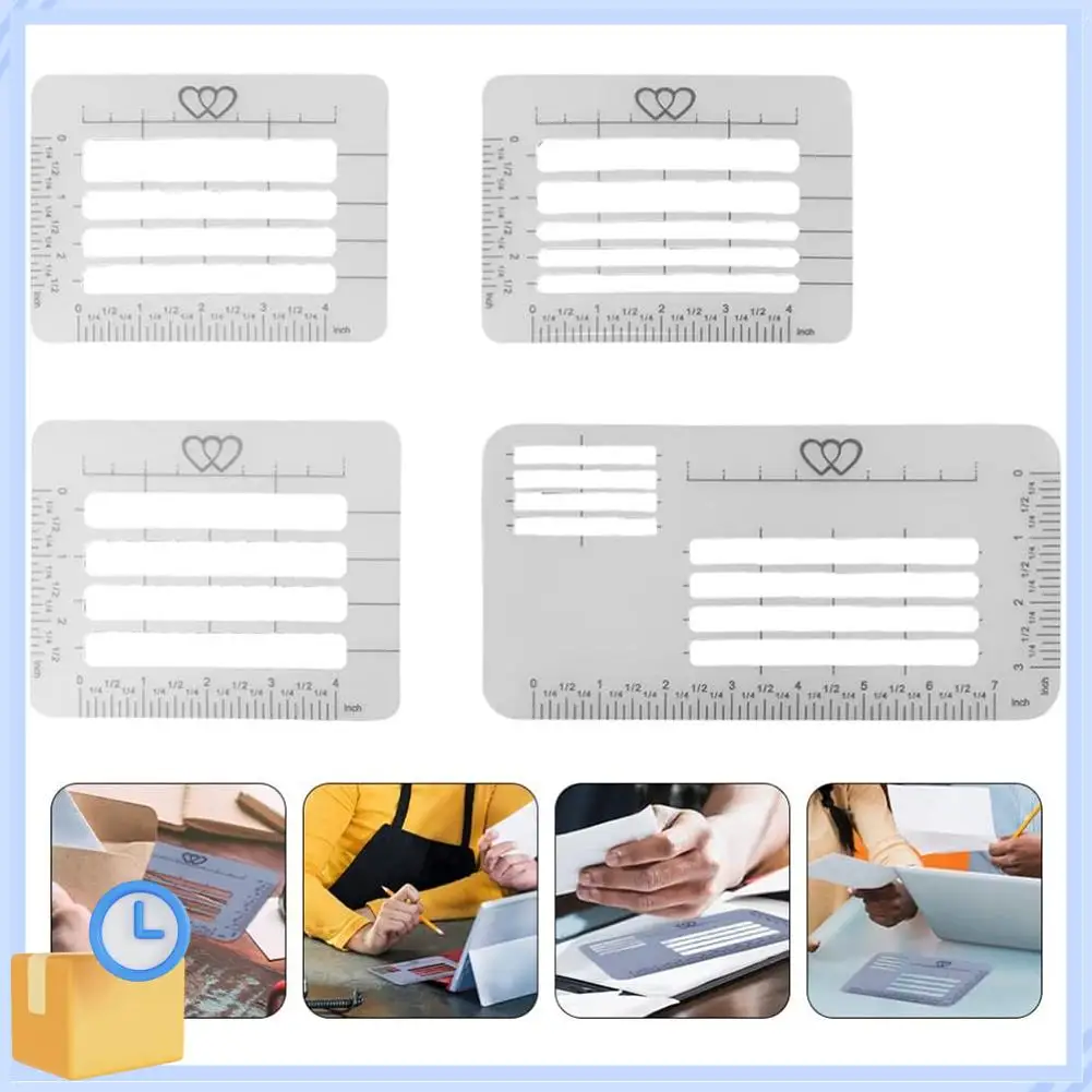 Popular 4 Pcs Guide Envelope Addressing Guide Stencil Ruler Quilting Rulers And Templates For Envelopes Brush Pens Making Thank