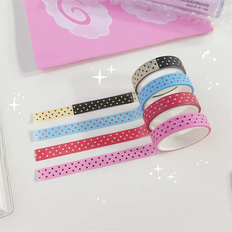 4 ピース/ロット 9 ミリメートル × 3 メートルシンプルなドット装飾粘着テープマスキング和紙テープ DIY スクラップブッキングステッカーラベル学校事務用品