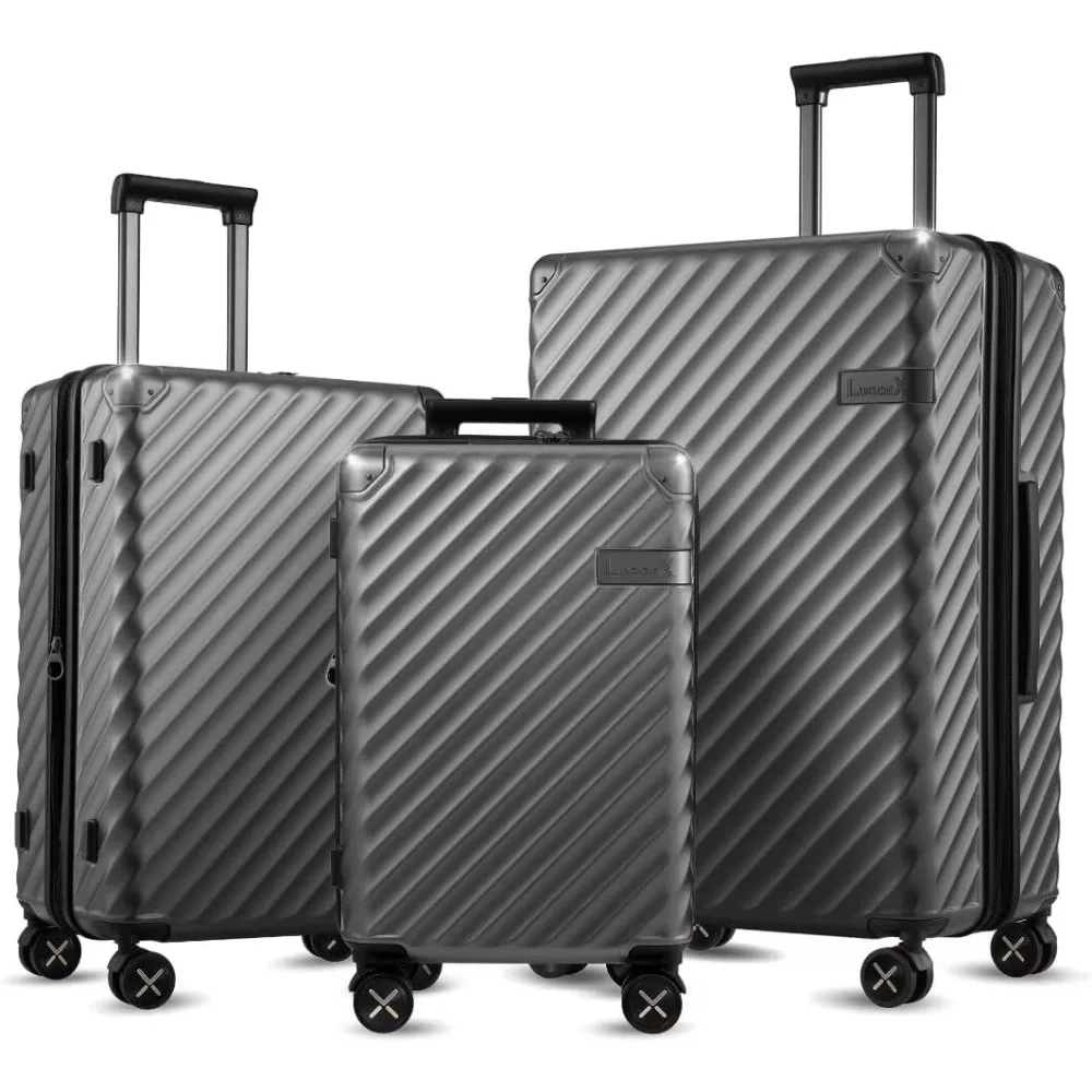 

LUGGEX 3 Piece Luggage Sets with Spinner Wheels - 100% Polycarbonate Expandable Hard Suitcases with Wheels - Travel Luggage