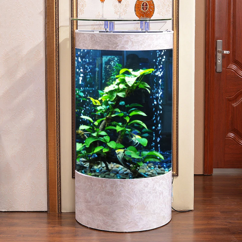 

Semi-circular new glass study aquarium lazy ecological water-free living room home landscaping goldfish bowl