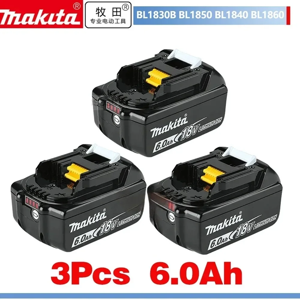 Batería recargable de 18V para Makita BL1815, repuesto de 6Ah para Makita BL1830, BL1860, 6000mAh, herramienta eléctrica