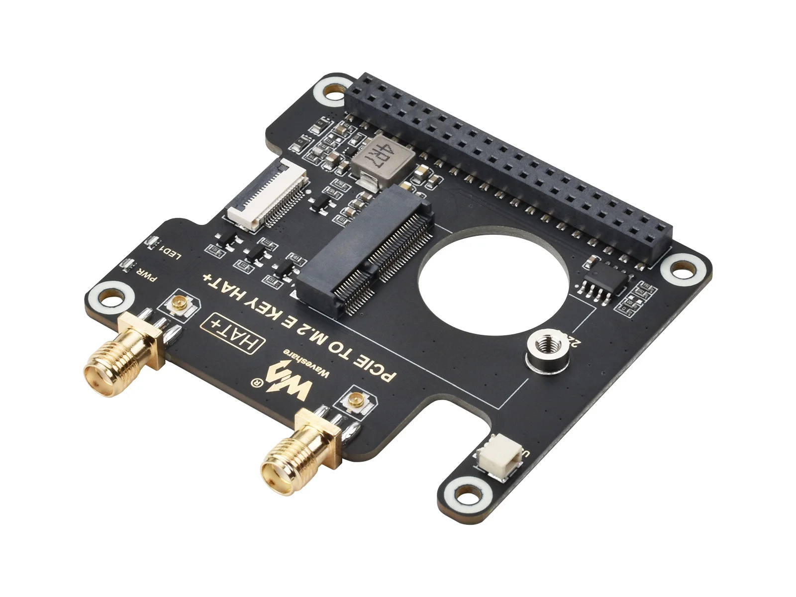 PCIE to M.2 E KEY HAT+ Waveshare for Raspberry Pi 5 Compatible With NGFF (M.2 E Key) Wireless NIC Supports USB blvetooth