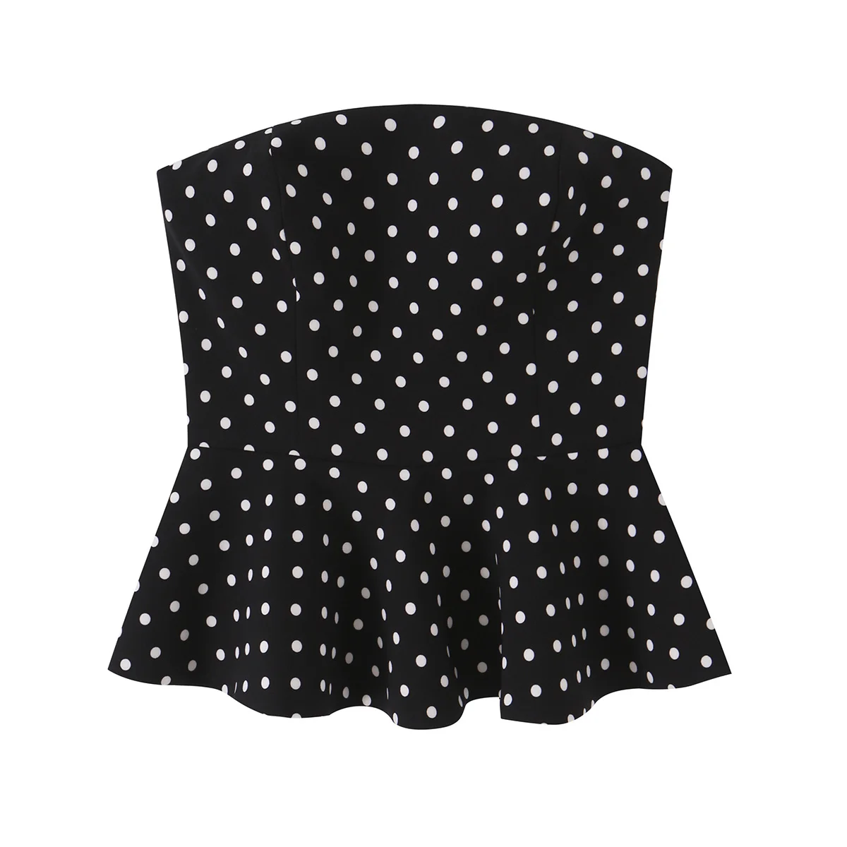 Damenmode Polka Dots Weste Sexy Elegant Ärmellos Rückenfrei Trägerloses Top mit Falten am Saum Sommer Freizeit Tanktop – Detail 8