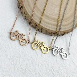 Fun bicycle gold-plated necklace, minimalist metal collar for women, rose gold gift for women