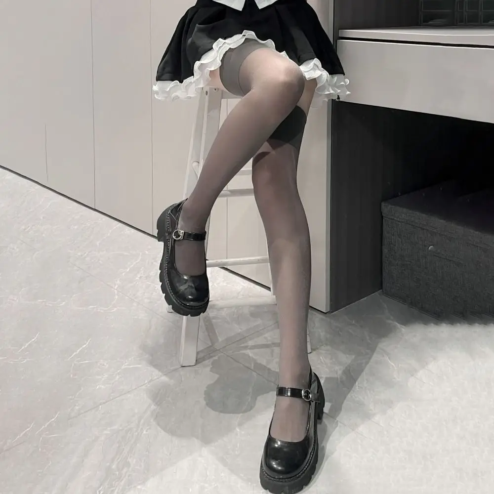 Sweet Nylon Candy Color Stockings Slimming Transparent High Tube Socks Over The Knee Socks Solid Lolita Long Socks Women