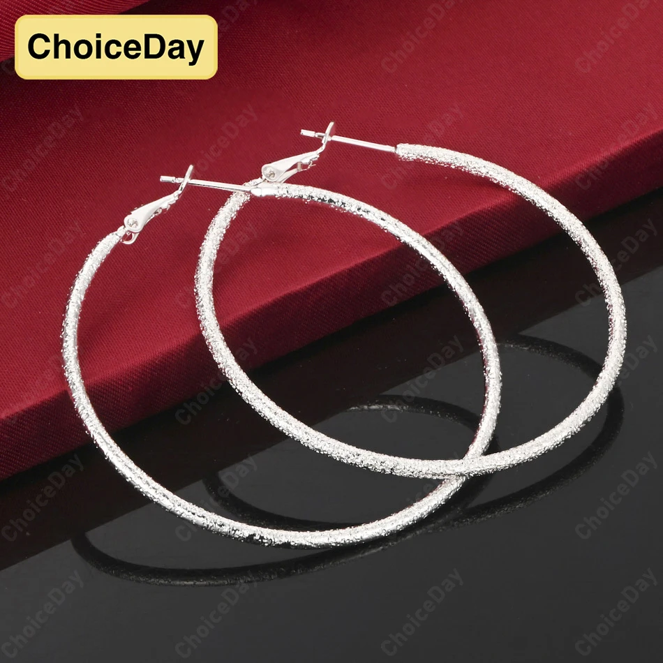 

ChoiceDay 925 Sterling Silver 50mm Luxury Round Earrings Women Gift Jewelry Accessories Party