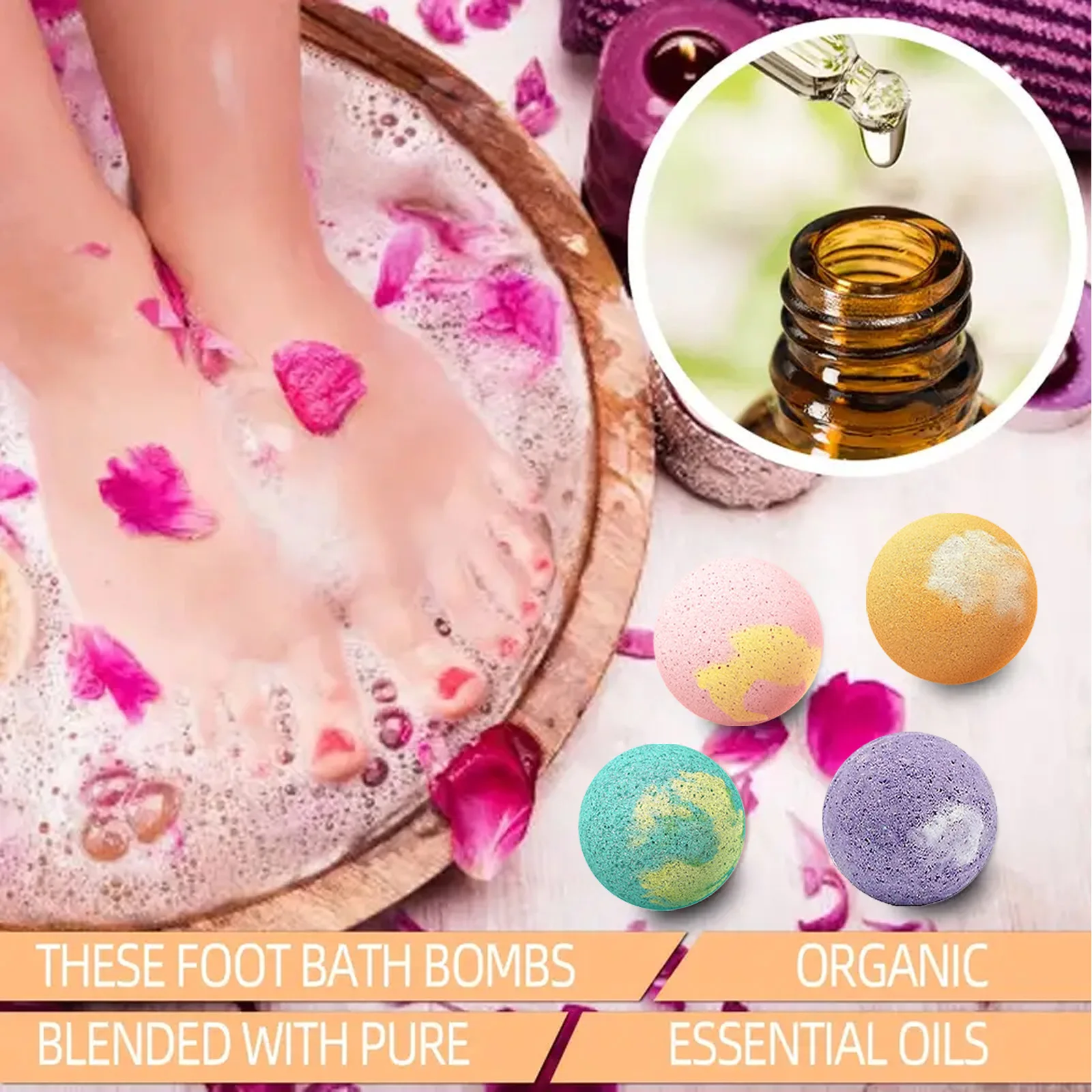 Bubble Bath Ball Bombs Flowers Scent Body Bathing Cleaning Relaxing Natural Herbal Essential Oil Anti Dry Cracking Foot Spa Bomb