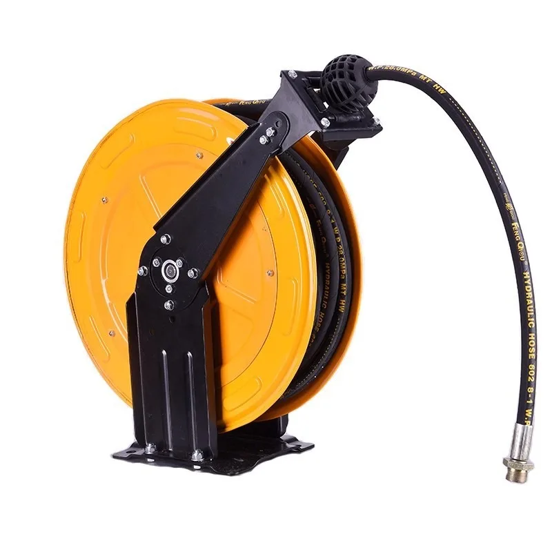 Automatic Retractable Hose Reel for Pressure Washer with Steel Wire Hose and Empty Spool Rewinder 25m for Grease Gun