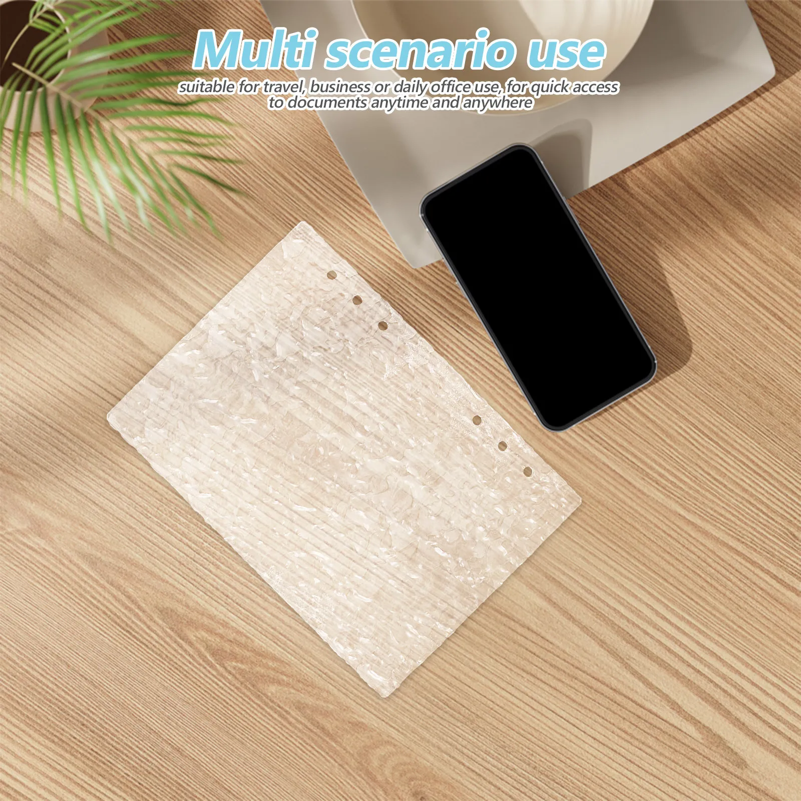 A5 Clear Acrylic Notebook Binder Cover Refillable Loose Leaf Planner Shell Lightweight Portable for Study Meeting Budget