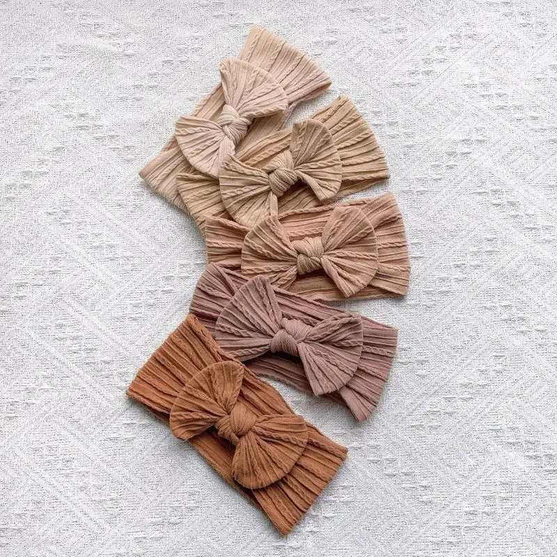 E06F 5pcs Baby Turban Bow Wide Bow Bow Bow Bown Nylon Bands Budust Photo Props