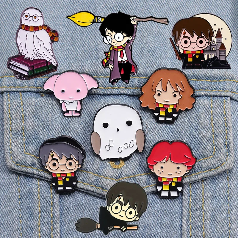 Broche Poudlard pour enfants, théâtre de dessin animé mignon, vif d\'or elfe, Hermiones Anime, épingle en émail, accessoires de bijoux, cadeaux pour