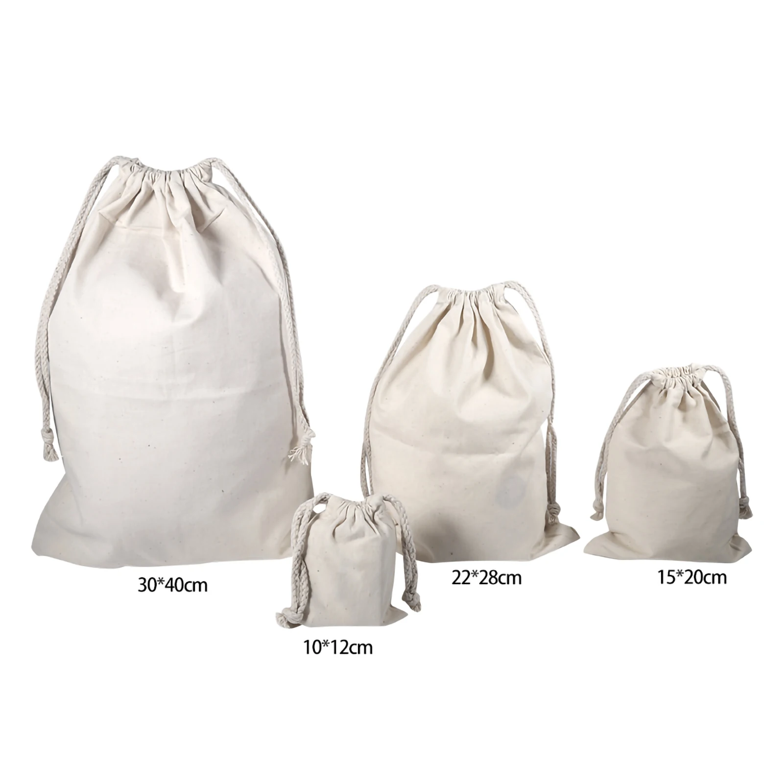 Household Plain Cotton Drawstring Storage Laundry Sack Stuff Bag for Travel Home Use Cotton Storage Bags Drawstring Storage Bag