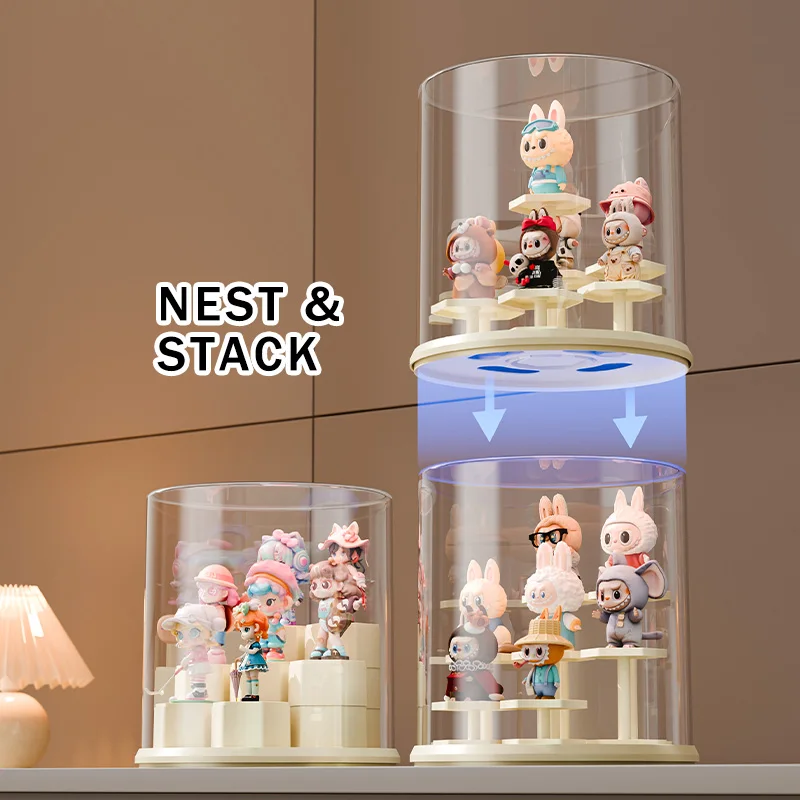 منظم عرض تخزين الألعاب الدوارة الشفافة من Popmart - رف للأشكال القابلة للجمع والألعاب القطيفة والصناديق العمياء وسلاسل المفاتيح