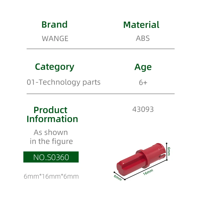 Wange526 Pz/lotto 43093 Asse Spille 1 Building Blocks MOC Accessori Tecnici Compatibile Con I Mattoni Giocattoli Per Bambini Confezione Regalo