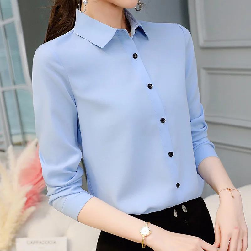 Korean Fashion Women Shirts Green Shirt Women Long Sleeve Shirts Tops Office Lady Basic Shirt Blouses Woman Blouse NS5626