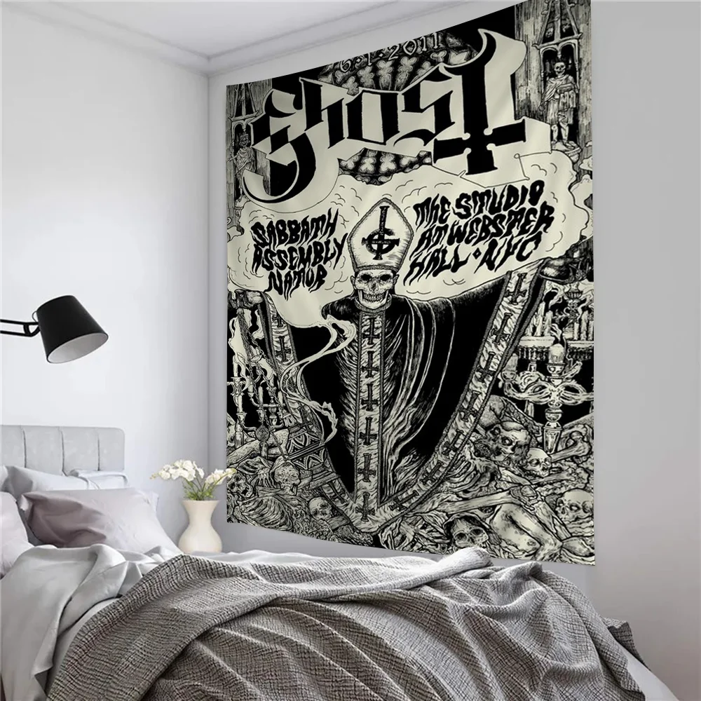 Ghost Band  Funny Cartoon Homer SimpsonS Family Printed Large Wall Tapestry Hanging Tarot Hippie Wall Rugs Dorm Home Decor