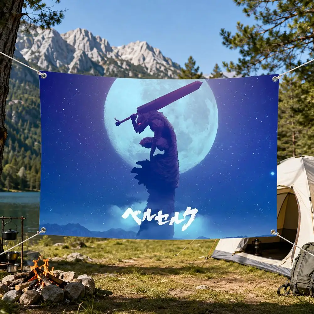 Berserk Flags Aesthetic Wall Tapestry Printed Wall Hanging Living Room Party Outdoor Decor