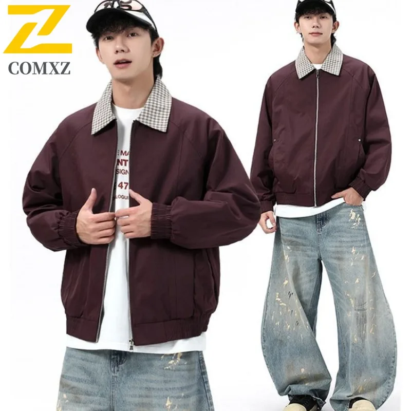 

COMXZ мужское пальто 2025, новое стильное однотонное пальто для путешествий, пешего туризма, уличная модная куртка для кемпинга, дышащая верхняя одежда для прогулок и рыбалки