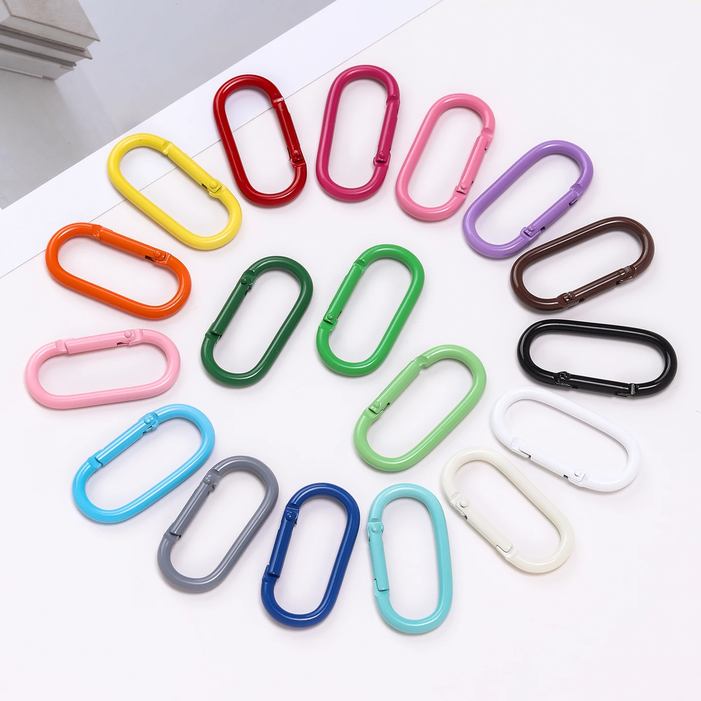 1pc/lot Oval Ring Spring Clasps Openable Carabiner Keychain Bag Clips Hook Buckles Connector For DIY Key Jewelry Making