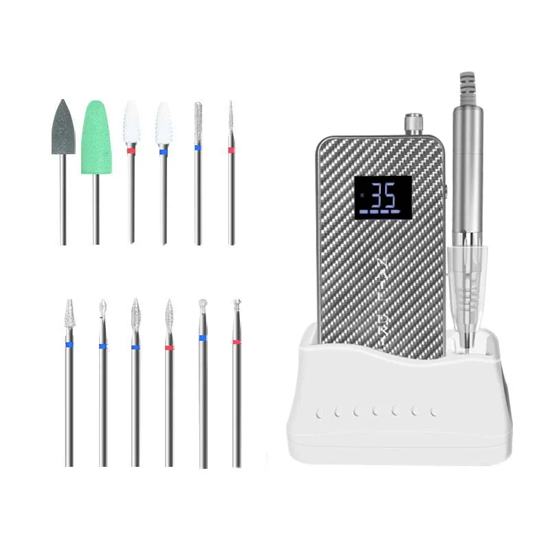 Manicure Equipment Sander with Drill and Charging Base Rechargeable Nail Drill for Acrylic Nail Removal Salon Home