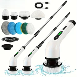 Electric Cleaning Brush 2-gear Electric Rotary Floor Scrubber Wireless Cordless 360 Adjust Extension Handle Home Cleaning Tools