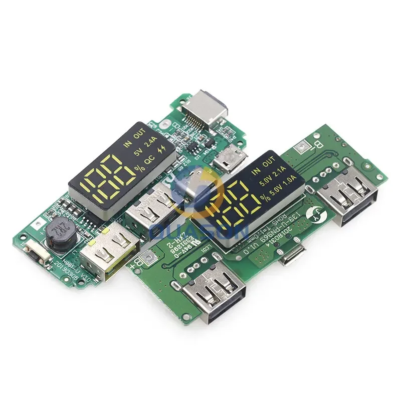 LED Dual USB 5V 2.4A Micro/Type-C USB Mobile Power Bank 18650 Charging Module Lithium Battery Charger Board Circuit Protection