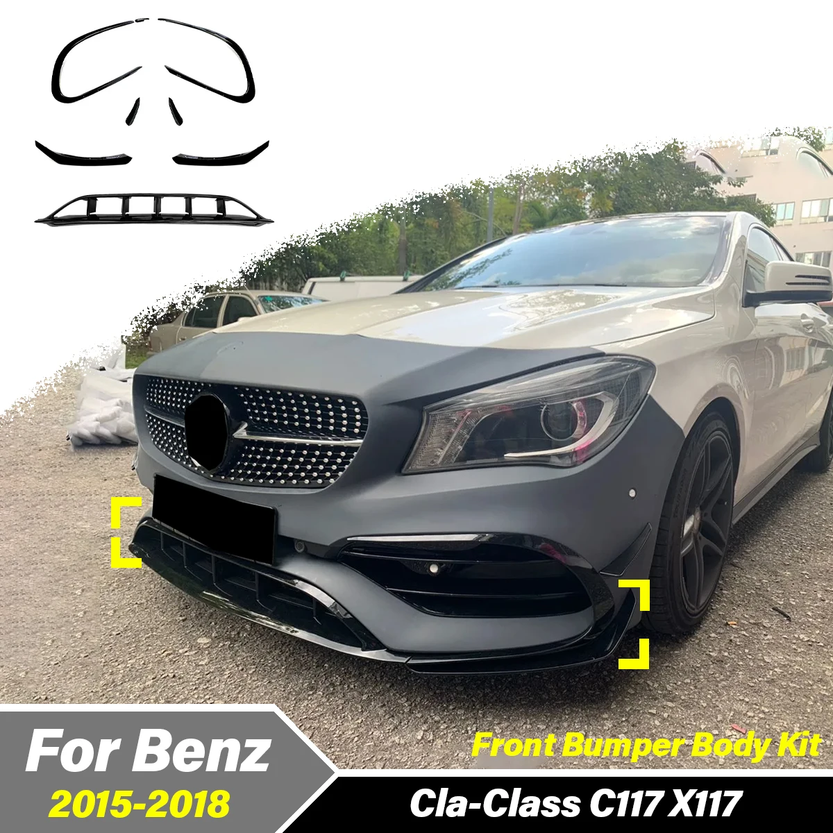 

Для Mercedes-Benz Cla-Class C117 X117 2015 2016 2017 2018, автомобильный передний бампер, спойлер, переднее крыло, декоративные аксессуары