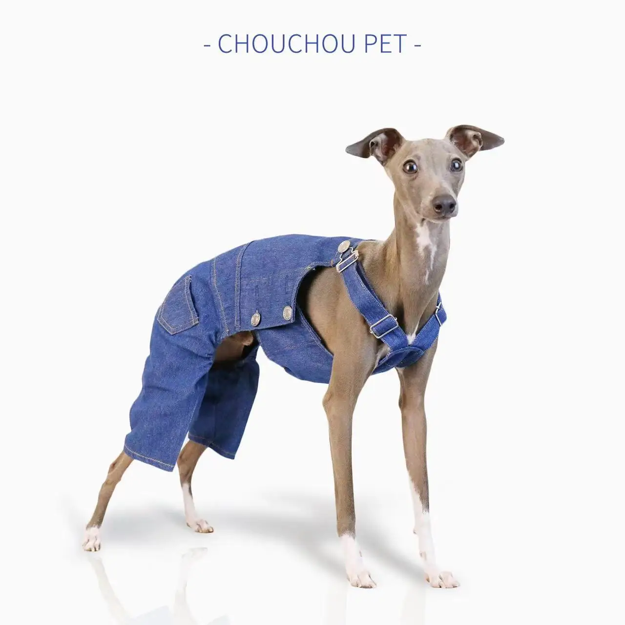 Italian greyhound denim overalls retro classic leg protection cloth fashionable whippet adjustable pants