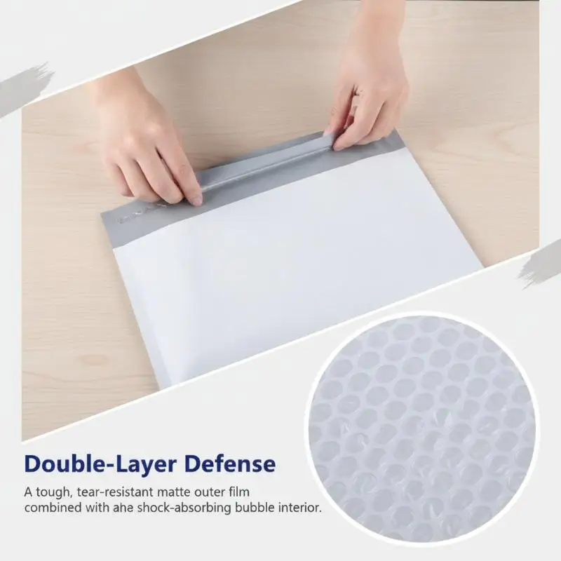 10 Pcs White Self-Sealing Bubble Envelopes Waterproof Easy-Tear Mailers for Quick Packaging E-Commerce Order Shipping